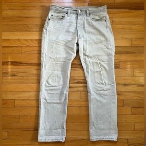 VTG 80s Levi’s 501 Gray Light Wash Button Fly USA Straight Leg Distressed